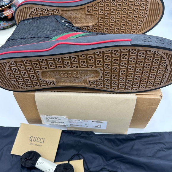 Men’s Gucci 1977 tennis high top sneakers size 15.5 made in Italy - Picture 7 of 7